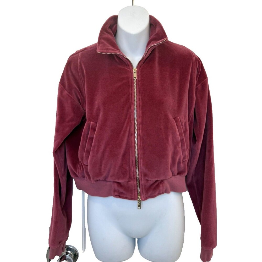 Suzie Kondi Velour Cropped Zip Bomber Jacket Size XS Mint